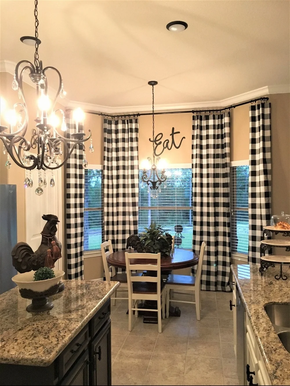 Farmhouse Buffalo Check Window Curtain Panels - Black